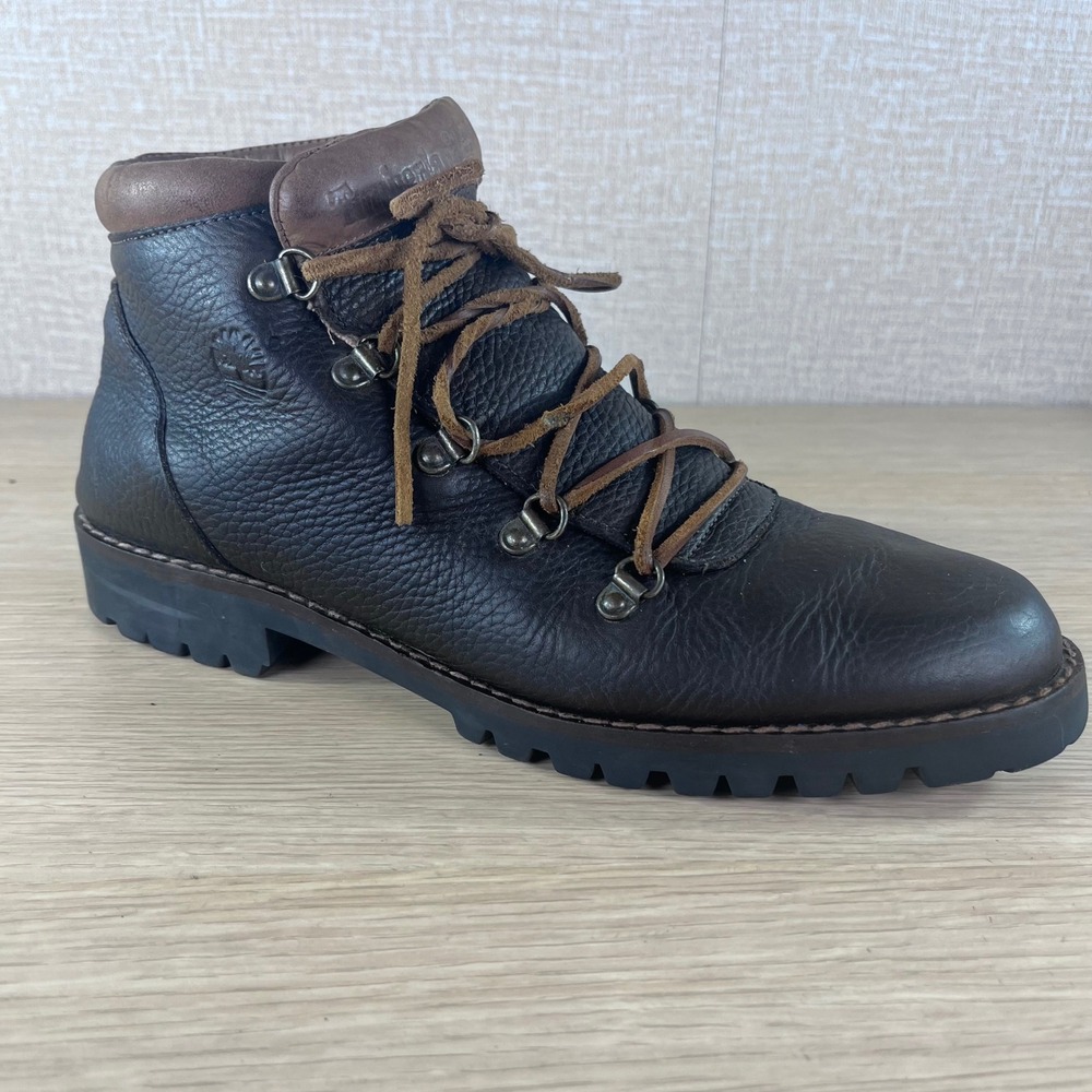 Timberland Italy Leather Hiking Boots Mens 10 Brown Lug Sole Heritage Outdoor